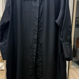 H&M Black Satin Shirt Dress
